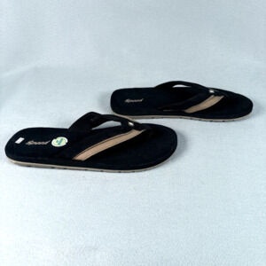 Speed Mens Size 10 Black Tan Flip Flops Thong Sandals Suede Style Summer